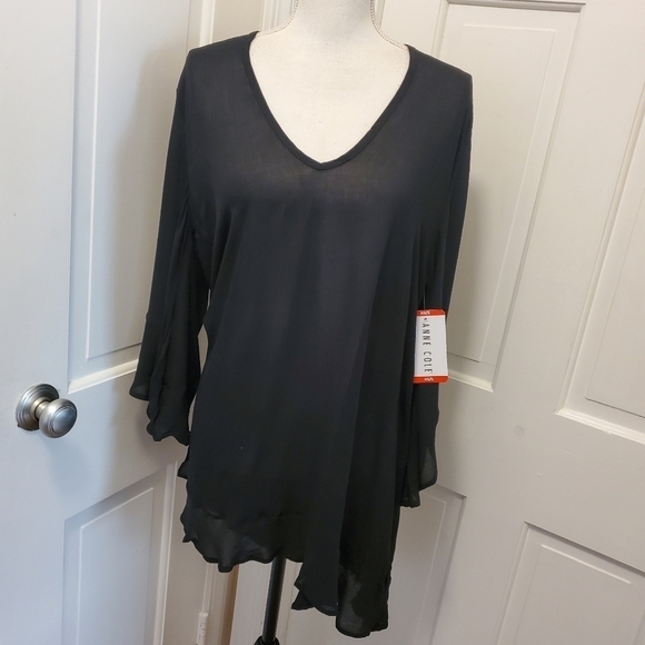 NWT Anne Cole Black Beach Coverup, Size XS/Small 100% Rayon - Picture 1 of 10